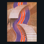 Poster Vintage Art Deco Jazz Pochoir Stair Step Patterno<br><div class="desc">Ilustração Vintage art deco jazz pochoir wallpaper padrão por Eugene Alain Seguy,  c 1929. Pocorir é uma técnica de estêncil comum em quadros de surrealismo. Um elegante e chic design com formas geométricas parecidas com escadas flutuantes com degraus de uma rua abstrato. Um design moderno e sofisticado.</div>