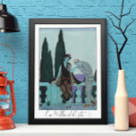 Póster Vintage Art Deco La Villa d'Este por George Barbie<br><div class="desc">Ilustração Vintage,  amor e arte romântica imagem deco com um homem beijando a mão de uma mulher na varanda de la villa d'Este pelo artista George Barbier,  1922. Recém-casados na lua de mel em uma propriedade romântica na Itália.</div>