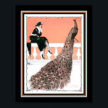 Poster Vintage, Art Deco "Lady & Peacock"<br><div class="desc">Muito bom,  vintage,  impressão de Art Deco "Lady & Peacock" em pêssego/coral,  preto,  e branco. Padrão 11x14 mostrado aqui. Também disponível em 8x10,  16x20 padrão,  tamanhos personalizados e canvas.</div>