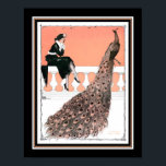 Poster Vintage, Art Deco "Lady & Peacock"<br><div class="desc">Muito bom, vintage, impressão de Art Deco "Lady & Peacock" em pêssego/coral, preto, e branco. Padrão 11x14 mostrado aqui. Também disponível em 8x10, 16x20 padrão, tamanhos personalizados e canvas.</div>