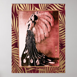 Poster Vintage Art Deco Lady with Fan