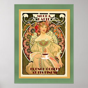 Poster vintage Art deco Mucha Latte