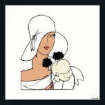 Poster Vintage Art Deco Mulher com Flores Vestindo Chapéu<br><div class="desc">Vintage Art Deco Woman com Flores Vestindo Hat C Convites personalizáveis e acessórios com uma imagem estilizada de arte vintage de uma 1920 em voga - mulher dos anos 30 vestindo um chapéu grande segurando flores. Você pode personalizar esses produtos facilmente adicionando campos de texto, removendo campos de texto existentes,...</div>