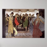 Poster Vintage Art Deco Paris Night Dance Hall de Orazi<br><div class="desc">Esta é uma impressão digitalmente aprimorada de uma pintura de Art Deco de 1927 de uma sala de dança à noite em Montmartre,  Paris por Manuel Orazi.</div>