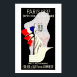Poster Vintage art deco Paris World expo 1937<br><div class="desc">As cores foram restauradas como originais,  até qualquer tamanho de anúncio de Poster para a exposição Paris World de 1937,  de branco e branco,  e d as cores da bandeira francesa em um fundo preto.</div>
