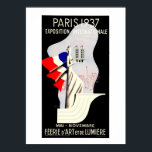Póster Vintage art deco Paris World expo 1937 53 x 73<br><div class="desc">As cores foram restauradas como originais,  até qualquer tamanho de anúncio de Poster para a exposição Paris World de 1937,  de branco e branco,  e d as cores da bandeira francesa em um fundo preto.</div>