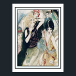 Póster Vintage Art Deco Party Mayhem e Mishead<br><div class="desc">Vintage divertida retro art deco cosmopolita cena da Idade dos Vinte Anos Rajosos de Flappers, clubes noturnos e palestras. Mulheres na vintage noturno da moda, como cavalheiros em gravata negra, tuxedo, olham em diversão. Talvez estejam numa festa de coquetel ou celebração de Vésperas de ano novo. Partilhar numa excitante noite...</div>