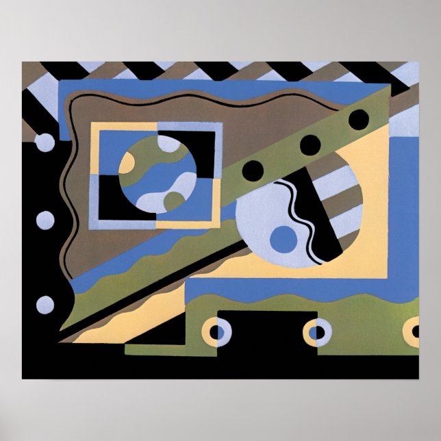 Poster Vintage Art Deco Pochoir Jazz Cubism Patterno (Frente)