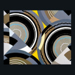 Póster Vintage Art Deco Pochoir Jazz Formas Geométricas<br><div class="desc">Ilustração Vintage art deco jazz pochoir geométrico wallpaper, de Edouard Benedictus. Pocorir é uma técnica de estêncil comum em quadros de surrealismo. Design elegante e cúbica com formas geométricas e cores neutras com círculos e semicírculos. Um design moderno e sofisticado faz um presente excelente para um geek matemático de geometria!...</div>