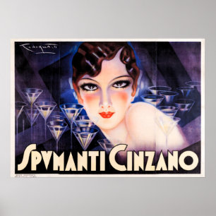 Poster Vintage Art Deco Sparkasse Wine Advertisement Post