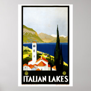 Poster Vintage Art Deco — Turismo Viagem nos Lagos Italia