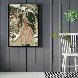 Poster Vintage Art Deco Wedding, Newlyweds First Dance