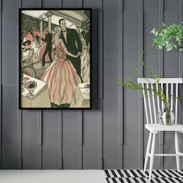 Poster Vintage Art Deco Wedding, Newlyweds First Dance (Criador carregado)