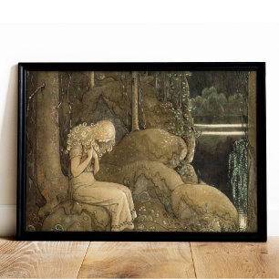 Poster Vintage Art John Bauer Gnomos e Troll