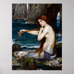 Poster Vintage Art John William Waterhouse A Mermaid