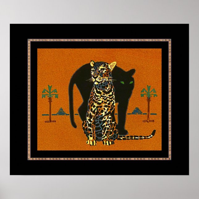 Poster Vintage Art Leopard (Frente)