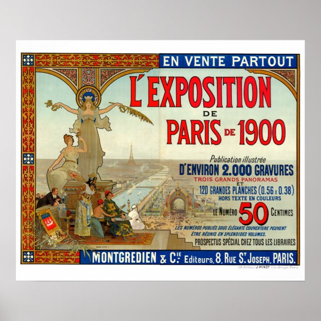 Poster Vintage Art Nouveau 1900 Exposição Paris (Frente)