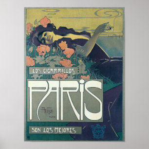 Poster Vintage Art Nouveau 1901 Cigarrillos Paris Ad