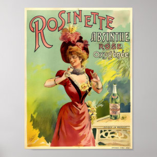 Poster Vintage Art Nouveau Absinthe Rosinette