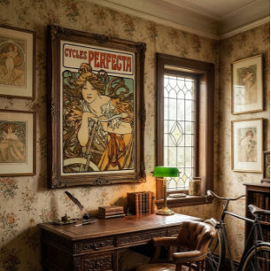 Póster Vintage Art Nouveau Bicicleta Ad por Alphonse Much
