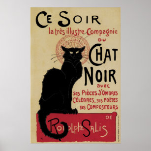 Póster Vintage art nouveau black cat