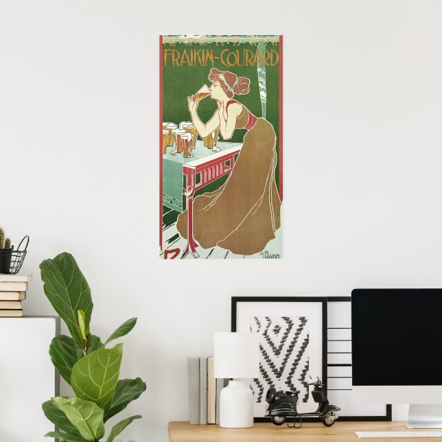 Póster Vintage Art Nouveau Brasserie Fraikin-Courard Beer (Escritório em casa)