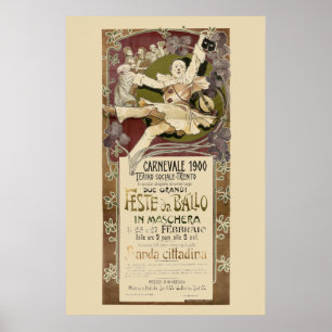 Poster Vintage Art Nouveau Carnevale 1900, por Zippel