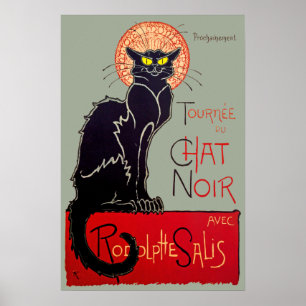 Póster Vintage Art Nouveau Chat Noir Black Cat Art