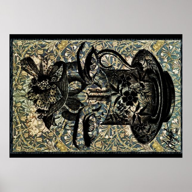 Póster Vintage Art Nouveau Cheia Teacup (Frente)