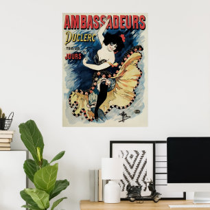 Póster Vintage Art Nouveau, dançarina espanhola do Flamen