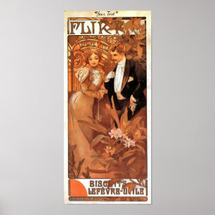 Poster Vintage Art Nouveau Flirt 1899 Mucha