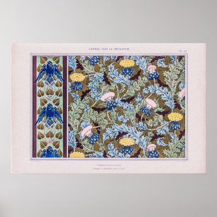 Poster Vintage Art Nouveau Formas Animais em Decoração