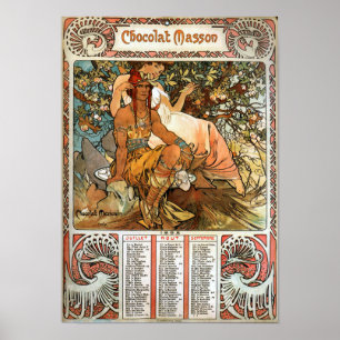 Poster Vintage Art Nouveau Jugend Manhood Chocolat Masson