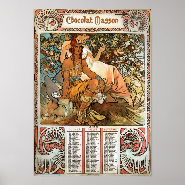 Poster Vintage Art Nouveau Jugend Manhood Chocolat Masson (Frente)