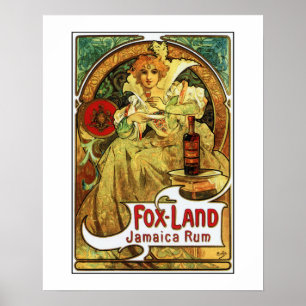 Póster Vintage art nouveau Mucha Jamaica Rum ad