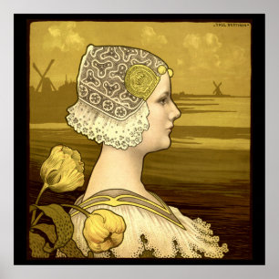 Poster Vintage Art Nouveau Mulher por Paul Berthon
