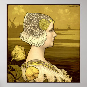 Poster Vintage Art Nouveau Mulher por Paul Berthon