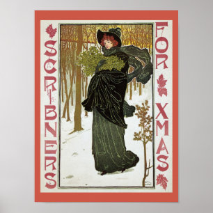 Poster Vintage art nouveau natal