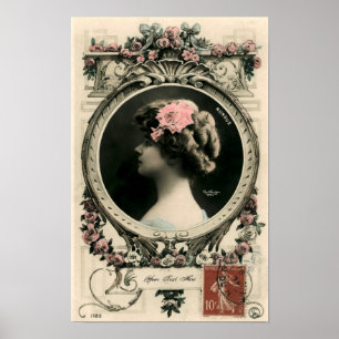 Poster Vintage Art Nouveau "Nungue" Foto Frame Modelo