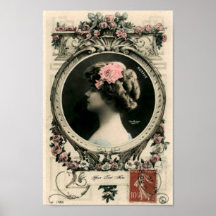 Poster Vintage Art Nouveau "Nungue" Foto Frame Modelo