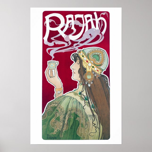 Poster Vintage Art Nouveau Rajah Coffee e (Frente)