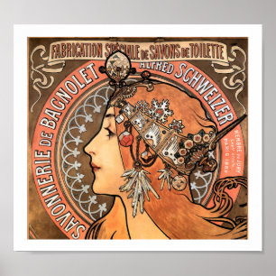 Poster Vintage Art Nouveau Savonnerie de Bagnolet Mucha