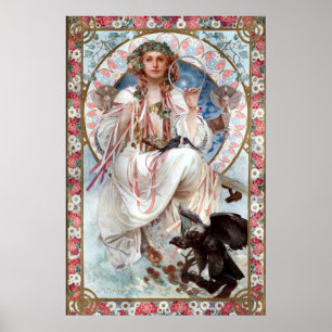 Poster Vintage Art Nouveau "Slávie" por Alphonse Mucha