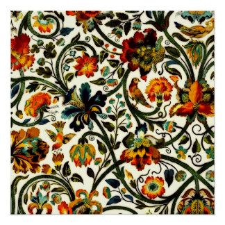 Póster Vintage Art Nouveau Thistles Cicadas Patterno