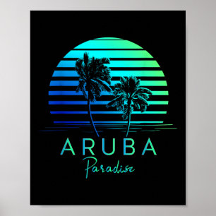 Poster Vintage Aruba Beach Vibes Vacation Souvenir