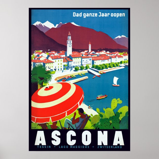 Poster Vintage Ascona Suiça (Frente)