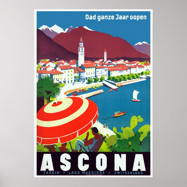 Poster Vintage Ascona Suiça (Frente)