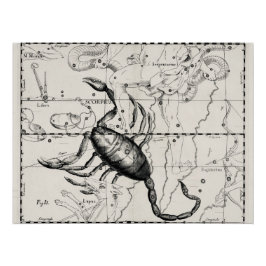 Póster Vintage Astronomy Constellations Celestial Map 