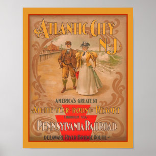 Poster Vintage Atlantic City Resort Advertisement