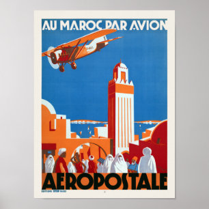 Poster vintage Au Maroc Par Avion 1930